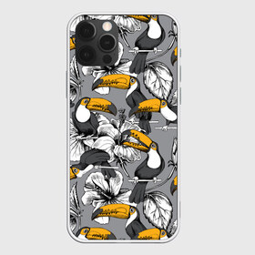 Чехол для iPhone 12 Pro Max с принтом Туканы в Тюмени, Силикон |  | background | birds | exotic | flowers | gray | jungle | toucans | woodpeckers | абстракция | графика | джунгли | дятловые | искусство | картинка | коллаж | красивый | крутой | мода | модный | молодёжная | птицы | рисунок | серый | стиль