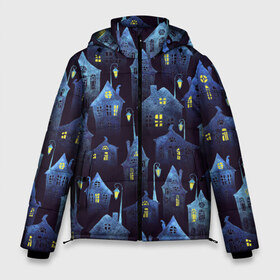 Мужская зимняя куртка 3D с принтом Ночной город в Тюмени, верх — 100% полиэстер; подкладка — 100% полиэстер; утеплитель — 100% полиэстер | длина ниже бедра, свободный силуэт Оверсайз. Есть воротник-стойка, отстегивающийся капюшон и ветрозащитная планка. 

Боковые карманы с листочкой на кнопках и внутренний карман на молнии. | anime | cartoon | city | lights | night | old | аниме | архитектура | газовые | город | графика | дома | искусство | картинка | красивый | крутой | мода | модный | молодёжная | мультфильм | ночь | огни | рисунок | сказка