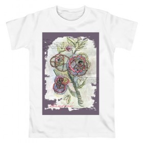 Мужская футболка хлопок с принтом Механический цветок в Тюмени, 100% хлопок | прямой крой, круглый вырез горловины, длина до линии бедер, слегка спущенное плечо. | steampunk | механика | ретро | рисунок | стимпанк | цветы