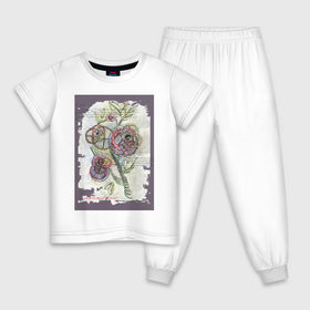 Детская пижама хлопок с принтом Механический цветок в Тюмени, 100% хлопок |  брюки и футболка прямого кроя, без карманов, на брюках мягкая резинка на поясе и по низу штанин
 | steampunk | механика | ретро | рисунок | стимпанк | цветы