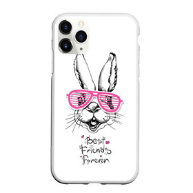 Чехол для iPhone 11 Pro матовый с принтом Best Friends Forever в Тюмени, Силикон |  | animal | best friends | forever | hare | hearts | love | rabbit | белый | графика | друзья | животное | заяц | искусство | картинка | кролик | крутой | лучшие | лучший | любоввь | модный | навсегда | очки | полосатые | рисунок