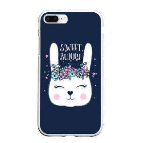 Чехол для iPhone 7Plus/8 Plus матовый с принтом Sweet bunny в Тюмени, Силикон | Область печати: задняя сторона чехла, без боковых панелей | art | creat | drawing | graphics | picture | белый | влюбленный | графика | день святого валентина | заяц | зеленый | искусство | картинка | кролик | крутой | лучший | любовь | модный | подарок | праздник | пушистый