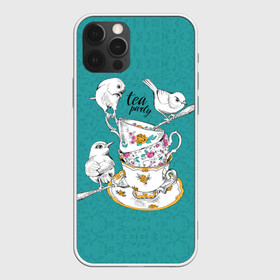 Чехол для iPhone 12 Pro Max с принтом Tea party в Тюмени, Силикон |  | art | best | c | creativity | drawing | graphics | phontase | picture | белый | блюдца | вечеринка | графика | зелёный | искусство | картинка | кружки | крутой | ложки | лучший | модный | птицы | расписные | рисунок | розы