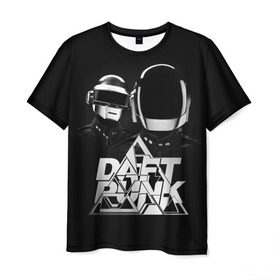 Мужская футболка 3D с принтом Daft Punk в Тюмени, 100% полиэфир | прямой крой, круглый вырез горловины, длина до линии бедер | daft punk | electronic | house | human | music | robot | дафт панк | музыка | синти поп | хаус | электроника