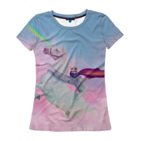 Женская футболка 3D с принтом Ленивец предводитель в Тюмени, 100% полиэфир ( синтетическое хлопкоподобное полотно) | прямой крой, круглый вырез горловины, длина до линии бедер | big | арт | крупные арты | крупные принты | сумасшедшие арты