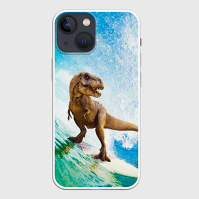 Чехол для iPhone 13 mini с принтом Серфер Юрского Периода в Тюмени,  |  | dinosaur | t rex | вода | грозовой | динозавр | динозавр ти рекс | динозавры | море | новинка | отдых | отпуск | прикол | путешествие | серфер | серфинг | серфингист | спорт | ти рекс | тиранозавр | юмор