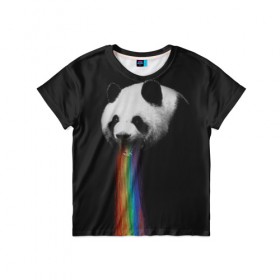 Детская футболка 3D с принтом Радужная панда в Тюмени, 100% гипоаллергенный полиэфир | прямой крой, круглый вырез горловины, длина до линии бедер, чуть спущенное плечо, ткань немного тянется | big | арт | крупные арты | крупные принты | сумасшедшие арты