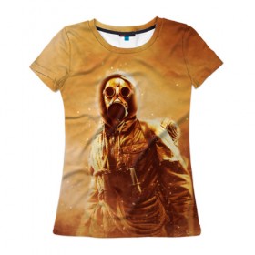 Женская футболка 3D с принтом Апокалипсис в Тюмени, 100% полиэфир ( синтетическое хлопкоподобное полотно) | прямой крой, круглый вырез горловины, длина до линии бедер | апокалипсис | конец света | противогаз | солдат | ядерное оружие