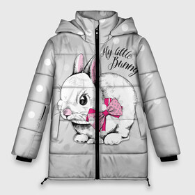 Женская зимняя куртка 3D с принтом My little Bunny в Тюмени, верх — 100% полиэстер; подкладка — 100% полиэстер; утеплитель — 100% полиэстер | длина ниже бедра, силуэт Оверсайз. Есть воротник-стойка, отстегивающийся капюшон и ветрозащитная планка. 

Боковые карманы с листочкой на кнопках и внутренний карман на молнии | art | best | cool | creativity | drawing | graphics | phonthasia | picture | trend | бант | белый | графика | животное | зайченок | зайчик | искусство | картинка | кролик | крутой | лучший | маленький | милый | модный | мой | пушистый