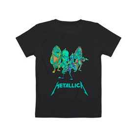 Детская футболка хлопок с принтом Metallica зеленый неон в Тюмени, 100% хлопок | круглый вырез горловины, полуприлегающий силуэт, длина до линии бедер | metal | metalhead | metallica | rock | джеймсхетфилд | кирк хэммет | ларс ульрих | металика | металл | металлика | роберт трухильо | робот | рок