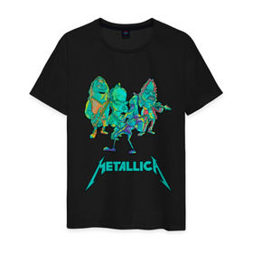 Мужская футболка хлопок с принтом Metallica зеленый неон в Тюмени, 100% хлопок | прямой крой, круглый вырез горловины, длина до линии бедер, слегка спущенное плечо. | metal | metalhead | metallica | rock | джеймсхетфилд | кирк хэммет | ларс ульрих | металика | металл | металлика | роберт трухильо | робот | рок