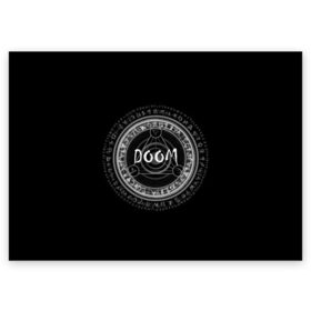 Поздравительная открытка с принтом DoomRing в Тюмени, 100% бумага | плотность бумаги 280 г/м2, матовая, на обратной стороне линовка и место для марки
 | Тематика изображения на принте: doom | doom 3 | дум | игра