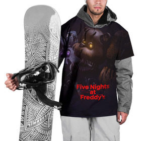 Накидка на куртку 3D с принтом Five Nights at Freddy`s в Тюмени, 100% полиэстер |  | five nights at freddy s | game | horror | игры | механические куклы | ночь | охранник | пять ночей у фредди | светящиеся глаза | ужас