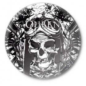 Значок с принтом Queen в Тюмени,  металл | круглая форма, металлическая застежка в виде булавки | 