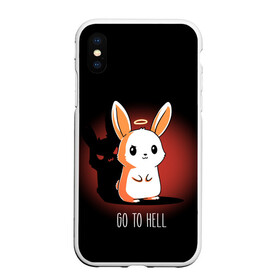 Чехол для iPhone XS Max матовый с принтом Go to hell в Тюмени, Силикон | Область печати: задняя сторона чехла, без боковых панелей | ад | ангел | дьявол | зайчик | заяц | нимб | рожки | тень | ушки