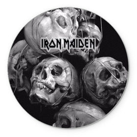 Коврик круглый с принтом Iron Maiden в Тюмени, резина и полиэстер | круглая форма, изображение наносится на всю лицевую часть | бас | британия | брюс дикинсон | гитара | группа | дева | железная | метал | нико макбрэйн | рок | стив харрис | хеви | яник герс