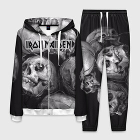 Мужской костюм 3D с принтом Iron Maiden в Тюмени, 100% полиэстер | Манжеты и пояс оформлены тканевой резинкой, двухслойный капюшон со шнурком для регулировки, карманы спереди | бас | британия | брюс дикинсон | гитара | группа | дева | железная | метал | нико макбрэйн | рок | стив харрис | хеви | яник герс