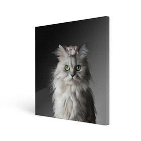 Холст квадратный с принтом Кот и мышка в Тюмени, 100% ПВХ |  | животные | кот | котенок | кошка | крыса | мышка | мышь | перс | персидский кот | серый