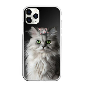 Чехол для iPhone 11 Pro матовый с принтом Кот и мышка в Тюмени, Силикон |  | Тематика изображения на принте: животные | кот | котенок | кошка | крыса | мышка | мышь | перс | персидский кот | серый