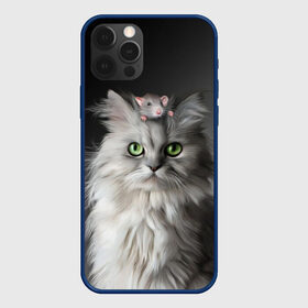 Чехол для iPhone 12 Pro с принтом Кот и мышка в Тюмени, силикон | область печати: задняя сторона чехла, без боковых панелей | Тематика изображения на принте: животные | кот | котенок | кошка | крыса | мышка | мышь | перс | персидский кот | серый