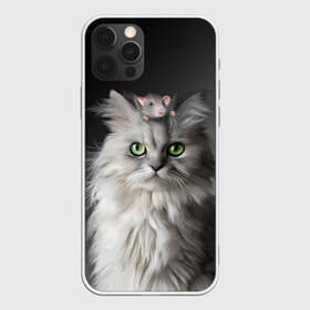 Чехол для iPhone 12 Pro Max с принтом Кот и мышка в Тюмени, Силикон |  | Тематика изображения на принте: животные | кот | котенок | кошка | крыса | мышка | мышь | перс | персидский кот | серый