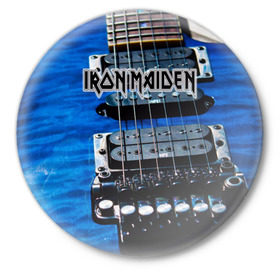 Значок с принтом Iron Maiden в Тюмени,  металл | круглая форма, металлическая застежка в виде булавки | бас | британия | брюс дикинсон | гитара | группа | дева | железная | метал | нико макбрэйн | рок | стив харрис | хеви | яник герс