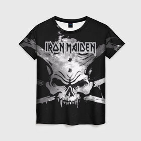 Женская футболка 3D с принтом Iron Maiden в Тюмени, 100% полиэфир ( синтетическое хлопкоподобное полотно) | прямой крой, круглый вырез горловины, длина до линии бедер | бас | британия | брюс дикинсон | гитара | группа | дева | железная | метал | нико макбрэйн | рок | стив харрис | хеви | яник герс