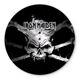 Коврик круглый с принтом Iron Maiden в Тюмени, резина и полиэстер | круглая форма, изображение наносится на всю лицевую часть | бас | британия | брюс дикинсон | гитара | группа | дева | железная | метал | нико макбрэйн | рок | стив харрис | хеви | яник герс