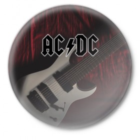 Значок с принтом AC/DC в Тюмени,  металл | круглая форма, металлическая застежка в виде булавки | австралийская | ангус янг | блюз | группа | малькольм янг | рок | рок н ролл | стиви янг | хард