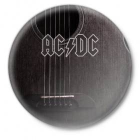 Значок с принтом AC/DC в Тюмени,  металл | круглая форма, металлическая застежка в виде булавки | австралийская | ангус янг | блюз | группа | малькольм янг | рок | рок н ролл | стиви янг | хард