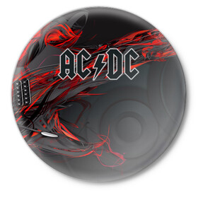 Значок с принтом AC/DC  в Тюмени,  металл | круглая форма, металлическая застежка в виде булавки | австралийская | ангус янг | блюз | группа | малькольм янг | рок | рок н ролл | стиви янг | хард