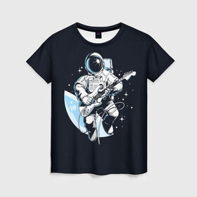 Женская футболка 3D с принтом Space rock в Тюмени, 100% полиэфир ( синтетическое хлопкоподобное полотно) | прямой крой, круглый вырез горловины, длина до линии бедер | Тематика изображения на принте: astronaut | cosmos | glare | guitar | infinity | music | planet | reflection | space suit | stars | sun | universe | астронавт | бесконечность | блик | вселенная | гитара | звезды | космонавт | космос | музыка | отражение | планета | рисунок | рок