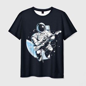 Мужская футболка 3D с принтом Space rock в Тюмени, 100% полиэфир | прямой крой, круглый вырез горловины, длина до линии бедер | astronaut | cosmos | glare | guitar | infinity | music | planet | reflection | space suit | stars | sun | universe | астронавт | бесконечность | блик | вселенная | гитара | звезды | космонавт | космос | музыка | отражение | планета | рисунок | рок