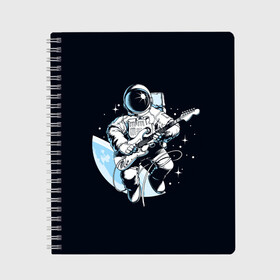 Тетрадь с принтом Space rock в Тюмени, 100% бумага | 48 листов, плотность листов — 60 г/м2, плотность картонной обложки — 250 г/м2. Листы скреплены сбоку удобной пружинной спиралью. Уголки страниц и обложки скругленные. Цвет линий — светло-серый
 | Тематика изображения на принте: astronaut | cosmos | glare | guitar | infinity | music | planet | reflection | space suit | stars | sun | universe | астронавт | бесконечность | блик | вселенная | гитара | звезды | космонавт | космос | музыка | отражение | планета | рисунок | рок