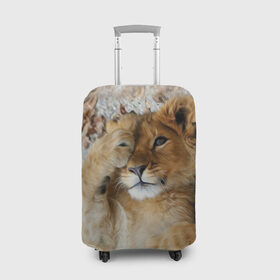 Чехол для чемодана 3D с принтом Львенок в Тюмени, 86% полиэфир, 14% спандекс | двустороннее нанесение принта, прорези для ручек и колес | дикая кошка | животные | кот | кошка | лев | львенок | львица | мордочка | природа | тигр | хищник