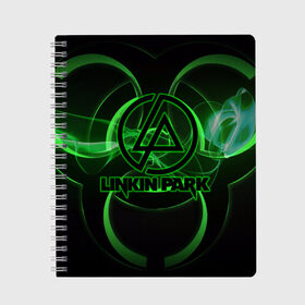Тетрадь с принтом Linkin Park в Тюмени, 100% бумага | 48 листов, плотность листов — 60 г/м2, плотность картонной обложки — 250 г/м2. Листы скреплены сбоку удобной пружинной спиралью. Уголки страниц и обложки скругленные. Цвет линий — светло-серый
 | Тематика изображения на принте: американская | группа | линкин | майк шинода | метал | музыка | ню | парк | поп | рок | рэп | феникс фаррелл | честер беннингтон | электроник