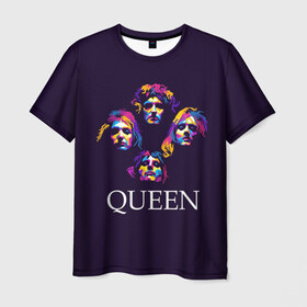 Мужская футболка 3D с принтом Queen в Тюмени, 100% полиэфир | прямой крой, круглый вырез горловины, длина до линии бедер | queen | брайан мэи | британская | группа | джон дикон | королева | роджер тейлор | рок | фредди меркьюри