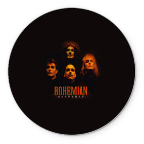 Коврик для мышки круглый с принтом Queen Bohemian Rhapsody в Тюмени, резина и полиэстер | круглая форма, изображение наносится на всю лицевую часть | queen | брайан мэи | британская | группа | джон дикон | королева | роджер тейлор | рок | фредди меркьюри