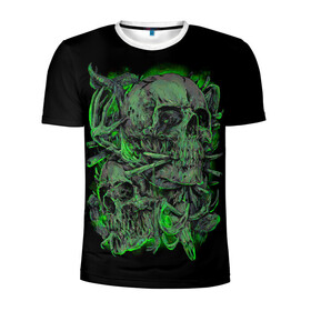 Мужская футболка 3D спортивная с принтом Черепа в Тюмени, 100% полиэстер с улучшенными характеристиками | приталенный силуэт, круглая горловина, широкие плечи, сужается к линии бедра | dead | demon | devil | executioner | punisher | rap | rock | satan | skull | swag | каратель | палач | скелет | череп