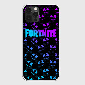 Чехол для iPhone 12 Pro с принтом FORTNITE MARSHMELLO NEON в Тюмени, силикон | область печати: задняя сторона чехла, без боковых панелей | 2019 | armor | armour | cybersport | esport | fortnite | game | llama | logo | броня | игра | киберспорт | лама | фиолетовый | фирменные цвета | фортнайт