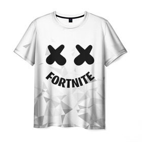 Мужская футболка 3D с принтом FORTNITE x MARSHMELLO в Тюмени, 100% полиэфир | прямой крой, круглый вырез горловины, длина до линии бедер | 2019 | armor | armour | cybersport | esport | fortnite | game | llama | logo | броня | игра | киберспорт | лама | фиолетовый | фирменные цвета | фортнайт