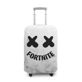 Чехол для чемодана 3D с принтом FORTNITE x MARSHMELLO в Тюмени, 86% полиэфир, 14% спандекс | двустороннее нанесение принта, прорези для ручек и колес | 2019 | armor | armour | cybersport | esport | fortnite | game | llama | logo | броня | игра | киберспорт | лама | фиолетовый | фирменные цвета | фортнайт