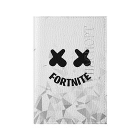 Обложка для паспорта матовая кожа с принтом FORTNITE x MARSHMELLO в Тюмени, натуральная матовая кожа | размер 19,3 х 13,7 см; прозрачные пластиковые крепления | 2019 | armor | armour | cybersport | esport | fortnite | game | llama | logo | броня | игра | киберспорт | лама | фиолетовый | фирменные цвета | фортнайт