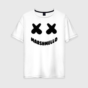 Женская футболка хлопок Oversize с принтом MARSHMELLO в Тюмени, 100% хлопок | свободный крой, круглый ворот, спущенный рукав, длина до линии бедер
 | dj | marshmello | usa | америка | клубная музыка | маршмелло | музыка | музыкант