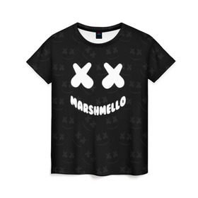 Женская футболка 3D с принтом MARSHMELLO в Тюмени, 100% полиэфир ( синтетическое хлопкоподобное полотно) | прямой крой, круглый вырез горловины, длина до линии бедер | dj | marshmello | usa | америка | клубная музыка | маршмелло | музыка | музыкант