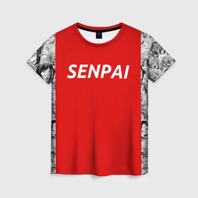 Женская футболка 3D с принтом SENPAI в Тюмени, 100% полиэфир ( синтетическое хлопкоподобное полотно) | прямой крой, круглый вырез горловины, длина до линии бедер | ahegao | anime | kawai | kowai | oppai | otaku | senpai | sugoi | waifu | weeaboo | yandere | аниме | ахегао | вайфу | виабу | каваи | ковай | культура | отаку | сенпай | сугои | тренд | яндере
