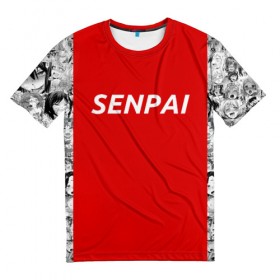 Мужская футболка 3D с принтом SENPAI в Тюмени, 100% полиэфир | прямой крой, круглый вырез горловины, длина до линии бедер | ahegao | anime | kawai | kowai | oppai | otaku | senpai | sugoi | waifu | weeaboo | yandere | аниме | ахегао | вайфу | виабу | каваи | ковай | культура | отаку | сенпай | сугои | тренд | яндере