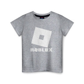 Детская футболка хлопок с принтом ROBLOX в Тюмени, 100% хлопок | круглый вырез горловины, полуприлегающий силуэт, длина до линии бедер | Тематика изображения на принте: game | gamer | logo | minecraft | roblox | simulator | игра | конструктор | лого | симулятор | строительство | фигура
