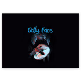 Поздравительная открытка с принтом Sally Face в Тюмени, 100% бумага | плотность бумаги 280 г/м2, матовая, на обратной стороне линовка и место для марки
 | Тематика изображения на принте: sally face | загадка | лицо | протез | салли фейс | соседи | странные | тайна | ужас | фишер