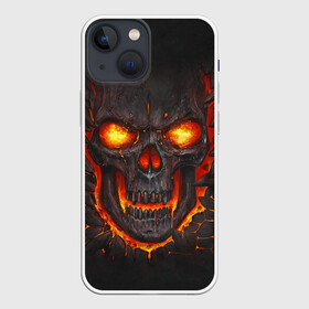 Чехол для iPhone 13 mini с принтом Skull Lava в Тюмени,  |  | dead | demon | devil | executioner | metal | punisher | rap | rock | satan | skull | swag | каратель | метал | палач | рок | скелет | череп